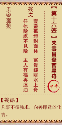 玉帝灵签 第16签:朱寿昌弃官寻母 中平