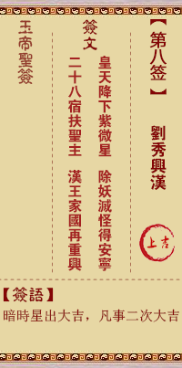 玉帝灵签 第8签:刘秀兴汉 上吉