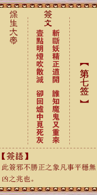 保生大帝灵签 第7签:斩、【用讼卦】